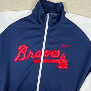 Nike Atlanta Braves Baseball Track Jacket Womens XXL Navy Red White Full Zip